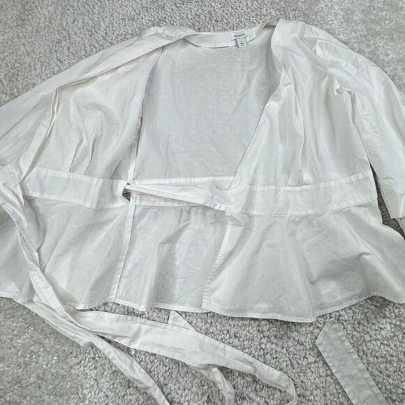 Sundance Avant Garde 3/4 Puff Sleeve Wrap Top Blouse White - Picture 5 of 9